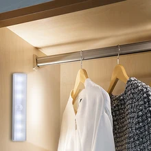 6/10 светодиодный алюминиевый сплав жесткая полоса беспроводной, со светодиодной подсветкой шкаф PIR датчик движения свет для кухни Шкаф гардероб шифоньер свет