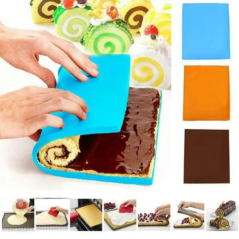 

1pcs Silicone Baking Mat Tray Liner Swiss Roll Mould Mold Cooking Tools Utensils Bakeware Kneading Accessories