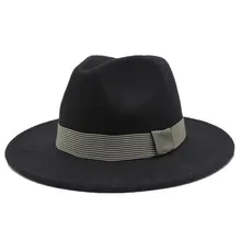 Seioum унисекс шерстяной джазовый шляпы с Большими Полями Фетровая одежда Ковбой Панама Федора шляпа для женщин черный красный Трилби Дерби Федора