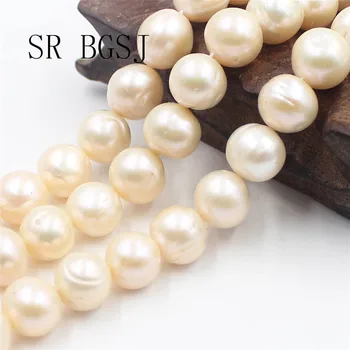 

Free Shipping SR 11-14mm AAA Natural Nearly Round Pink Freshwater Pearl Jewelry Making Beads Strand 15"