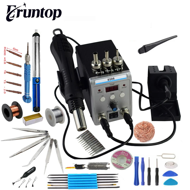 Новый Eruntop 8586 цифровой дисплей электрические паяльники + DIY пистолет горячего