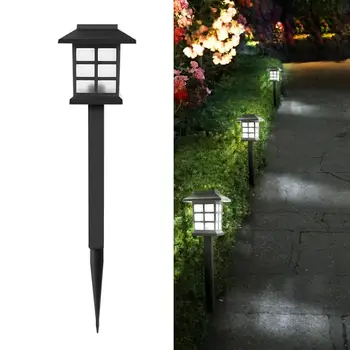 

5pcs Outdoor Creative House Shaped Solar Power Light Ground Plug Light For Garden