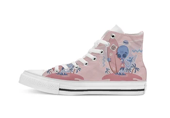 

Alien Surf Serenity Novelty Design High Top Canvas Custom Shoes flat Casual shoes Drop Shipping