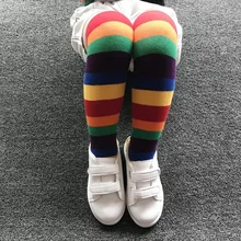 Радужные полосатые детские Носки ярких цветов для выступлений тонкие хлопковые носки для малышей на весну и лето носки с завязками для маленьких детей
