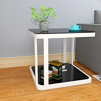 

Side Table Glass Household Living Room Furniture Hotel Bedroom Light Luxury Creative Sofa Side Table Corner Iron Tea Table