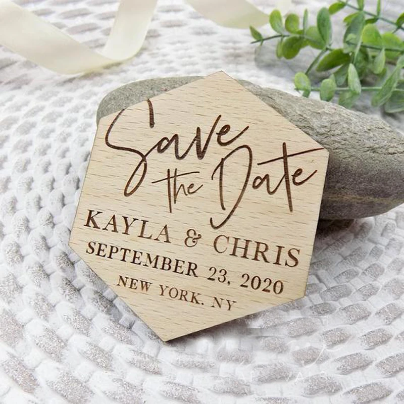 Geometric-Save-the-Date-Magnet-Wood-Save-the-Date-Hexagon-Save-the-Date-Custom-Save-our