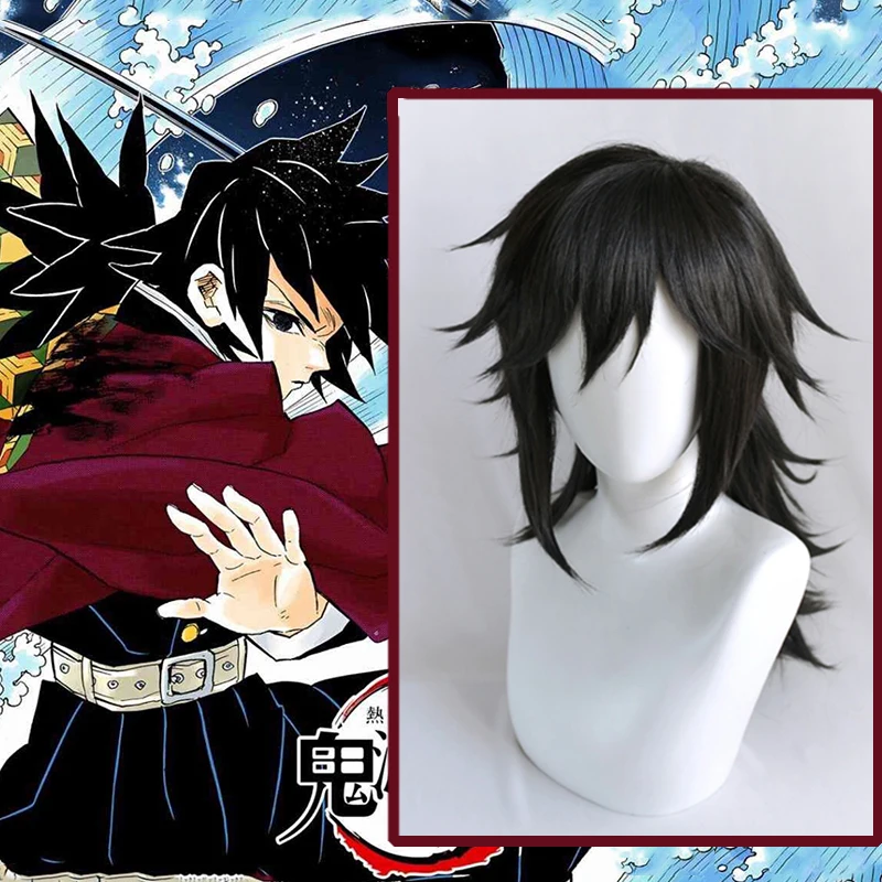 Аниме Comic Demon Slayer Kimetsu no Yaiba косплей парик Tomioka Giyuu Косплей парики прямой синтетический парик Косплей Аксессуары