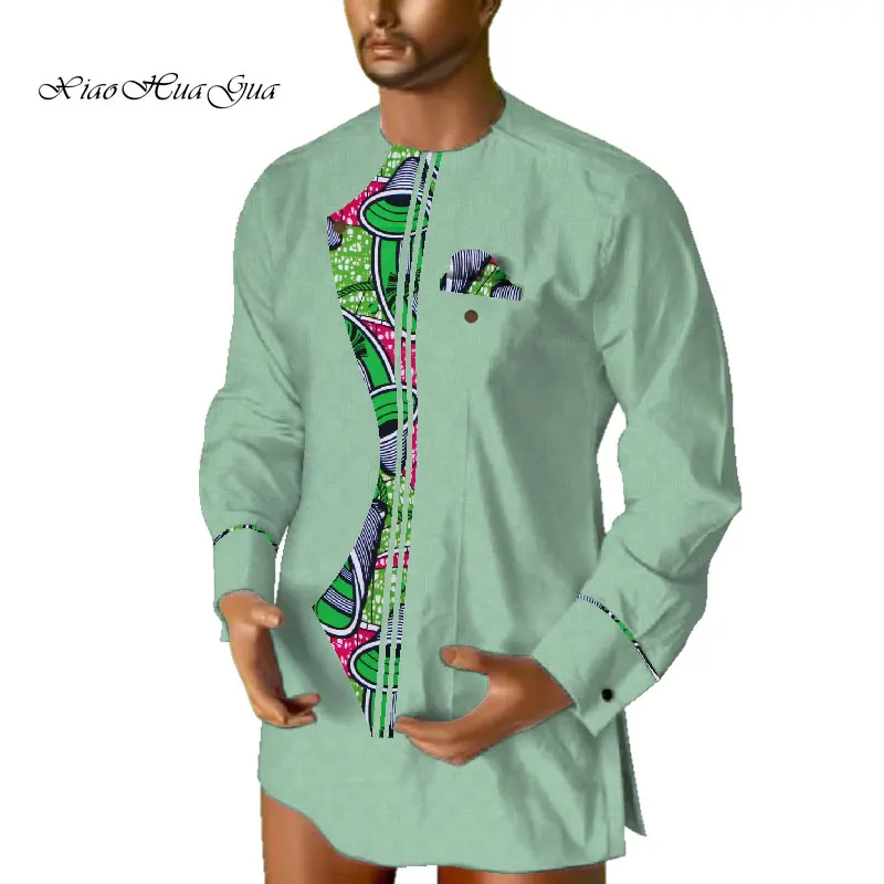 Рубашка в африканском стиле Dashiki Для мужчин с длинным рукавом рубашка без воротника Топы Повседневное в африканском стиле рубашка с принтом Повседневные Вечерние офисные шифоном и воск WYN689