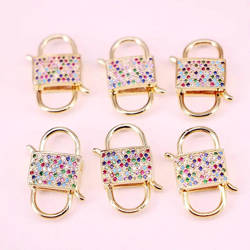 6PCS Gold Color Rainbow CZ Micro Pave Clasp Necklace Bracelet Component Metal Lock Jewelry Findings | Украшения и аксессуары