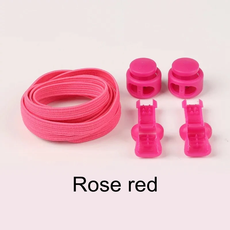 Rose red 1 пара растягивающиеся шнурки высокого качества без шнуровки Шнурки плоские уличные кроссовки для отдыха ленивые шнурки унисекс - Цвет: Rose red
