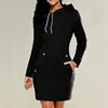 Leosoxs Spring Autumn Hooded Drawstring Women's Sweatshirt Dress Fashion Solid Pocket Package Hip Ladies Mini Dresses Plus Size ► Photo 2/6