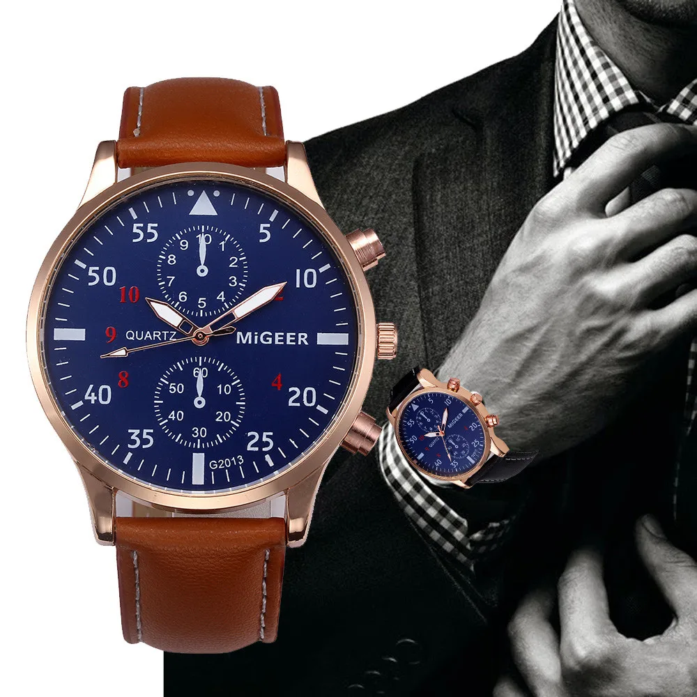

Men Wrist Watch Retro Design Fashion Leather Band Analog Alloy Quartz orologio uomo montre homme 2019 luxe de marque erkek saati