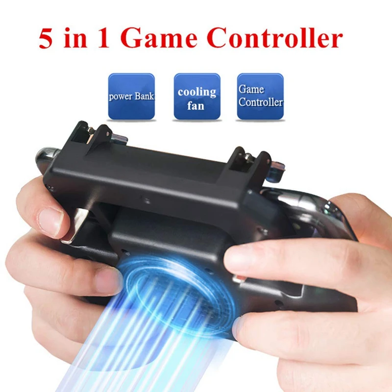  HOT-Gaming Grip With Portable Charger Cooling FanFor Pubg Mobile Controller L1R1 Mobile Game Trigge