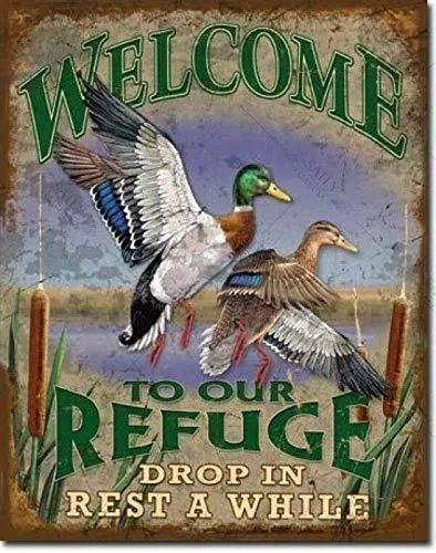 Vintage Tin Metal Sign Ducks Unlimited Welcome To Our Refuge Metal Wall Art  Decor Animals Birds Metal Posters Wall Stickers