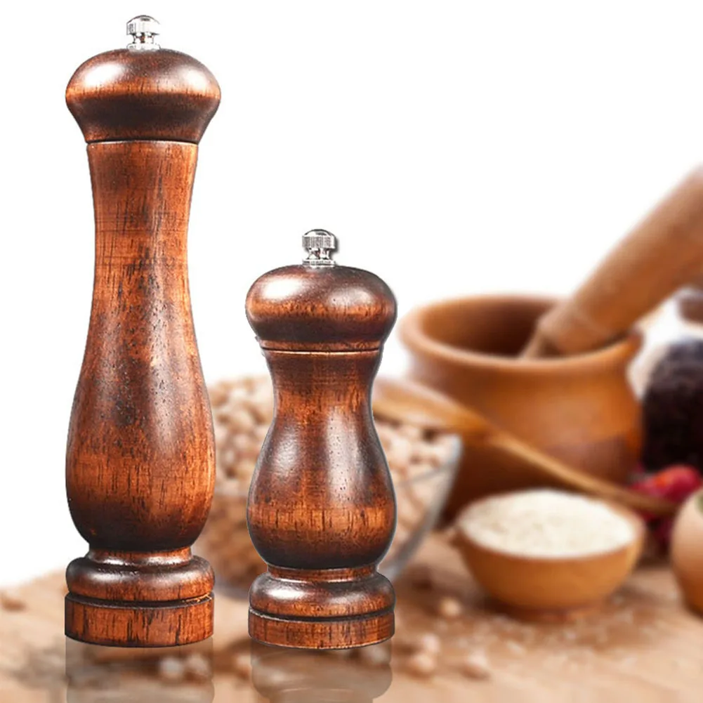 

5 Inch Oak Pepper Grinder Coarse Salt Solid Wooden Oak Pepper Mill Handheld With Adjustable Ceramic Core Manual Kitchen Tools