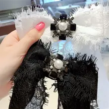 Корейские женские ресницы цветочные кружева галстук-бабочка искусственный жемчуг стразы брошь булавки C6UD