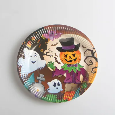 4-7inch plate 10pcs Декор для Хэллоуина, вечеринки декоративный баннер Ужасы Декорации для хелоуин вечеринки день рождения украшения Дети Хэллоуин Вечерние - Цвет: 4-7inch plate 10pcs