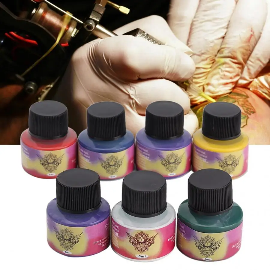 

Tattoo Ink 7 Colors Long Lasting Tattoo Pigment Practice Ink Accessory Beginners Tattoo Inks Set