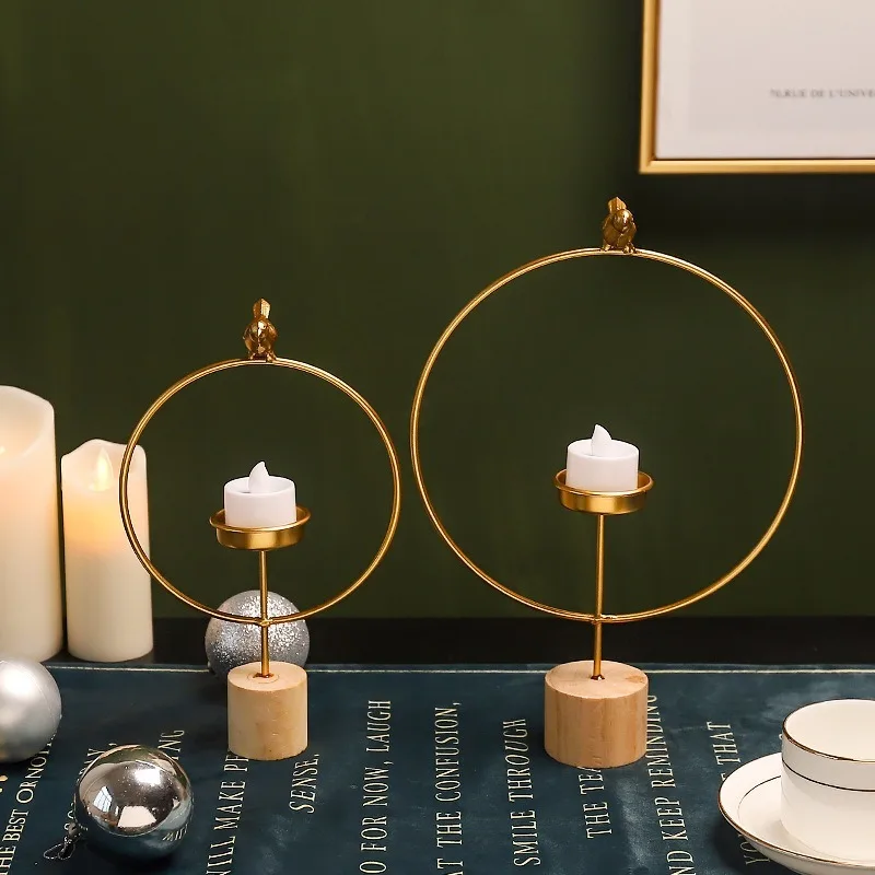 Скандинавский подсвечник-светильник в форме кольца золотые птицы геометрический Железный Подсвечник романтическое украшение стола Свадебный декор подарки