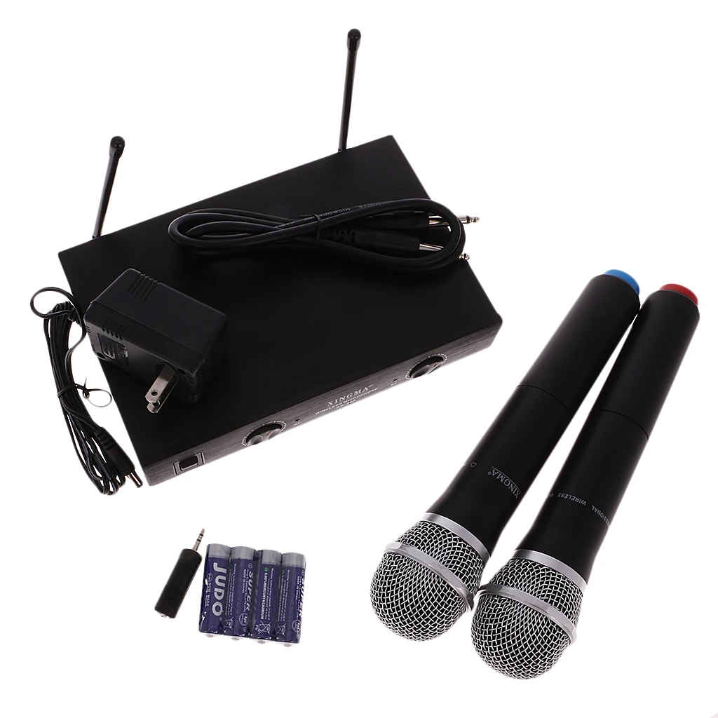 

New Audio 2 Channel Handheld Wireless Microphone System RF Signal Indicator