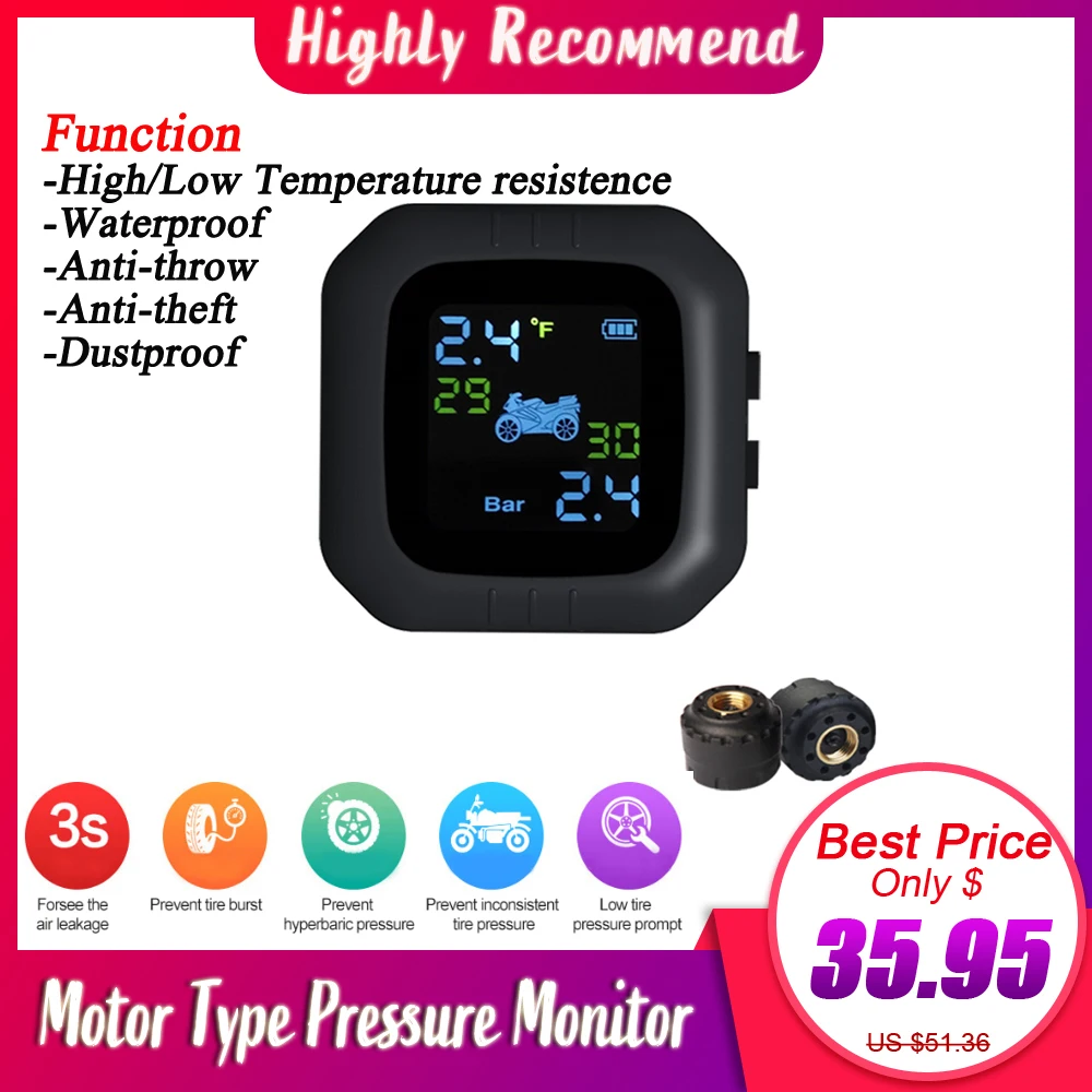 

Waterproof General Wireless TPMS Motorcycle Tire Pressure Monitoring System For Two-wheeled Motorcycle Motorbike Motor Tools