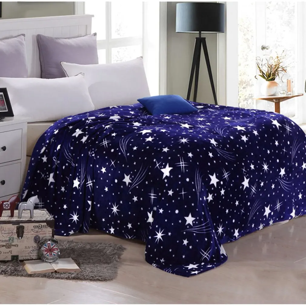 Яркие звезды высокой плотности Ультра мягкий теплый плюш фланель для сна диван одеяло постельные принадлежности для дивана; для кровати;