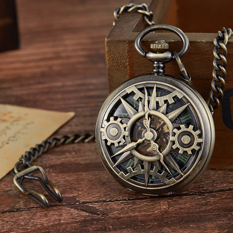 Новинка 2019, модные Механические карманные часы со скелетом для мужчин и женщин, антикварные Роскошные брендовые карманные часы с