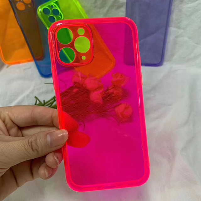 iphone 13 12 11 Pro Max Mini XR X XS Max 6 8 7 Plus SE 2020 Fashion Neon Fluorescent Color Phone Case Transparent Soft Cover