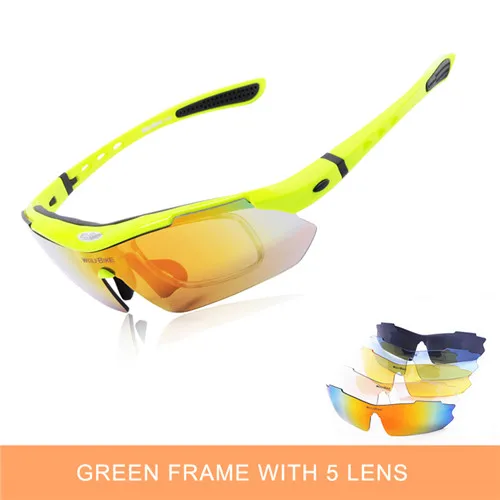 5 Lens Green WOSAWE поляризационные спортивные мужские солнцезащитные очки дорожные велосипедные очки горные MTB велосипедные защитные очки для верховой езды 5 линз - Цвет: 5 Lens Green