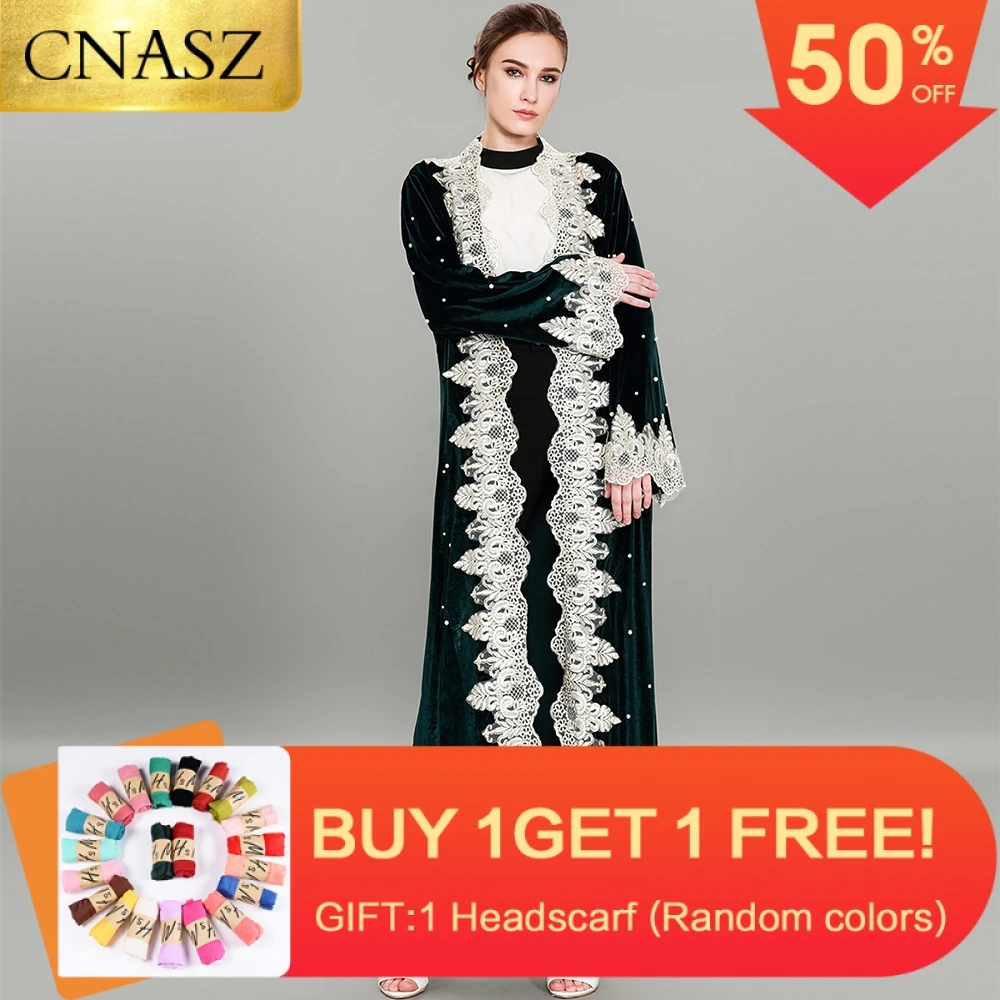 

Elegant fashion from lace open muslim dresses pearl and abaya for women islamic turkey 2019