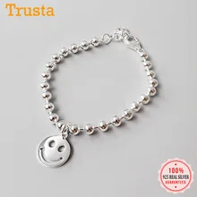 Trustdavis минималистичный 925 пробы Серебряный солнечный свет 4 мм бусины улыбающееся лицо браслет для детей ювелирные изделия из стерлингового серебра DS2399