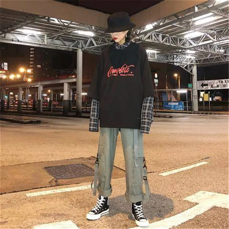 Женские Модные армейские штаны карго унисекс брюки с поясом BF Harajuku джоггеры Высокая талия комбинезоны свободные повседневные штаны для женщин