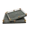 Metal Tray Leather Nordic Blue Jewelry Display Rectangular Serving Plate Storage Decoration Household Kitchen Organizer Supplies 4