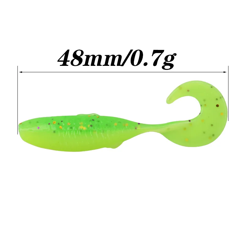 20PCS Easy Shine Double Color Silicone Soft Bait 47mm 0.7g Jig Worm Wobblers Fishing Lure Artificial Baits Bass Carp Swimbait