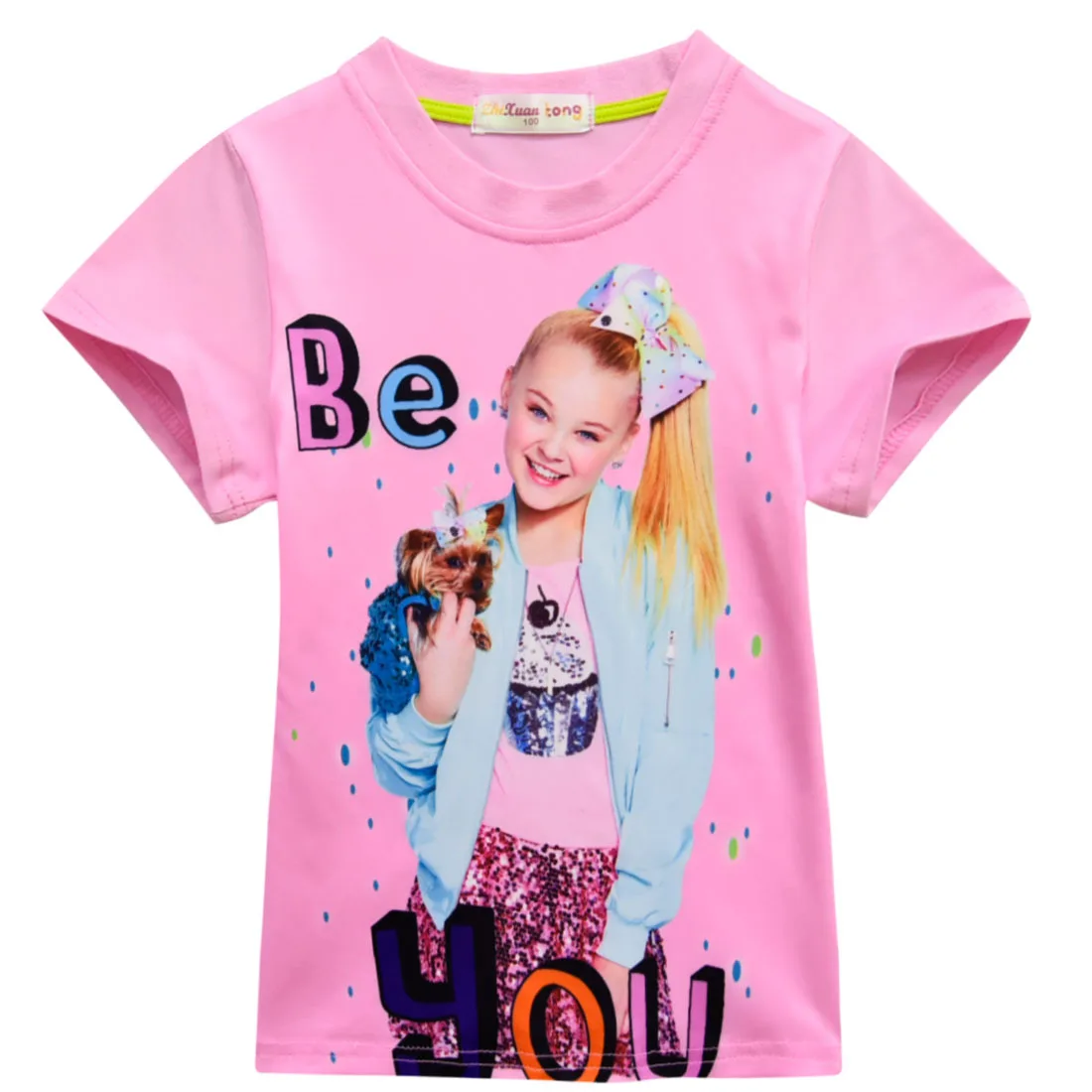 Новая детская летняя футболка одежда для мальчиков и девочек jojo siwa/одежда футболка с короткими рукавами детская хлопковая Футболка с рисунком футболки