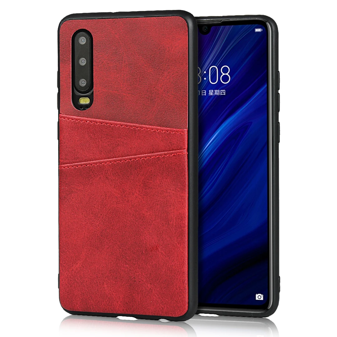 Red DongTao CK Pu Leather Card Holder Wallet Case for Huawei P30 P20 Honor 20 9x Pro Huwei Mate30 Lite 8a Y7 Y9 Prime Silicone Frame Cover - Цвет: Red DongTao CK