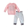 Newborn Baby Girl Clothes Set Fashion Leopard Pants Pink Letter Print Tops Headband 3Pcs Autumn Toddler Infant Clothing Outfits ► Photo 3/6