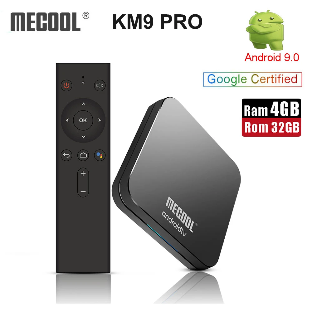 MECOOL KM9 PRO Google Сертифицированный Android 9,0 tv Box S905X2 4 Гб DDR4 32 ГБ rom Голосовое управление 2,4G/5G wifi H.265 Поддержка Google play