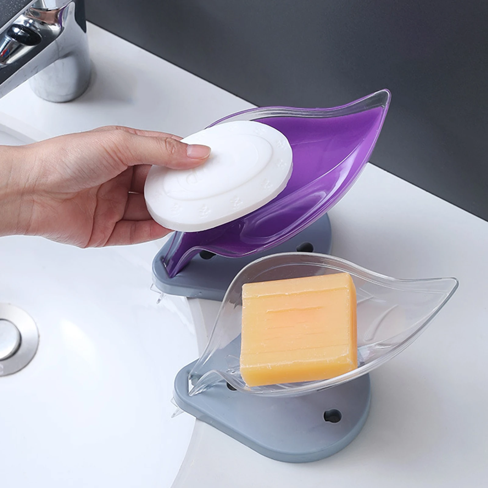 2Pcs Bathroom Leaf Shape Drain Soap Box Rack Suction Cup Storage Tray New Tr Details about   FE 