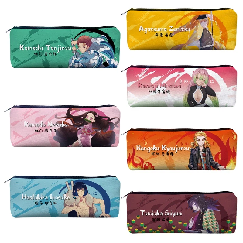 Japan Anime Demon Slayer Characters Print Pencil Case Canvas Pencil Bag