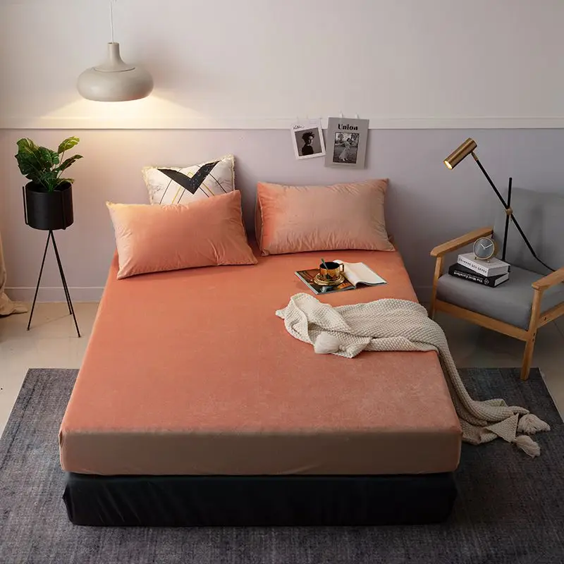 Роскошная мягкая флисовая простыня с эластичным низом бархатная теплая Twin/Queen/King