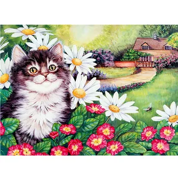 

DIY Diamond Painting Cat Diamond Embroidery 5D Full Round Rhinestone Picture Cross Stitch Mosaic Animal Needlework Art