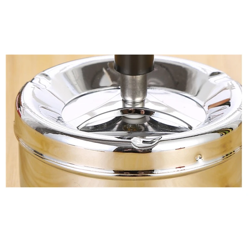 Stainless steel Round Push Down Cigarette Ashtray with Spinning Tray