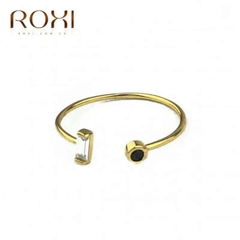 ROXI 925 пробы открытое серебряное кольцо золотое роскошное кольца с австрийскими кристаллами для женщин подарок Регулируемые круглые CZ открытый Midi носок кольцо