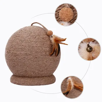 

HOT Pet Cat Large Corrugated Sisal Claws Scratching Post Round Board Ball Toy TI99