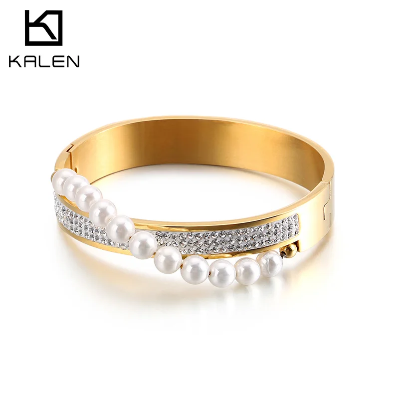 Модный Золотой кабель провод браслет Joyeria Acero Inoxidable Mujer кубический циркон внутренний размер 60 мм бразильские ювелирные аксессуары - Окраска металла: KB121327-KFC