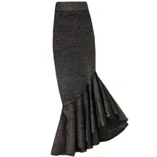 Необычная черная бархатная юбка русалки, Женская Осенняя Зимняя юбка с высокой талией, юбка-труба размера плюс 4XL