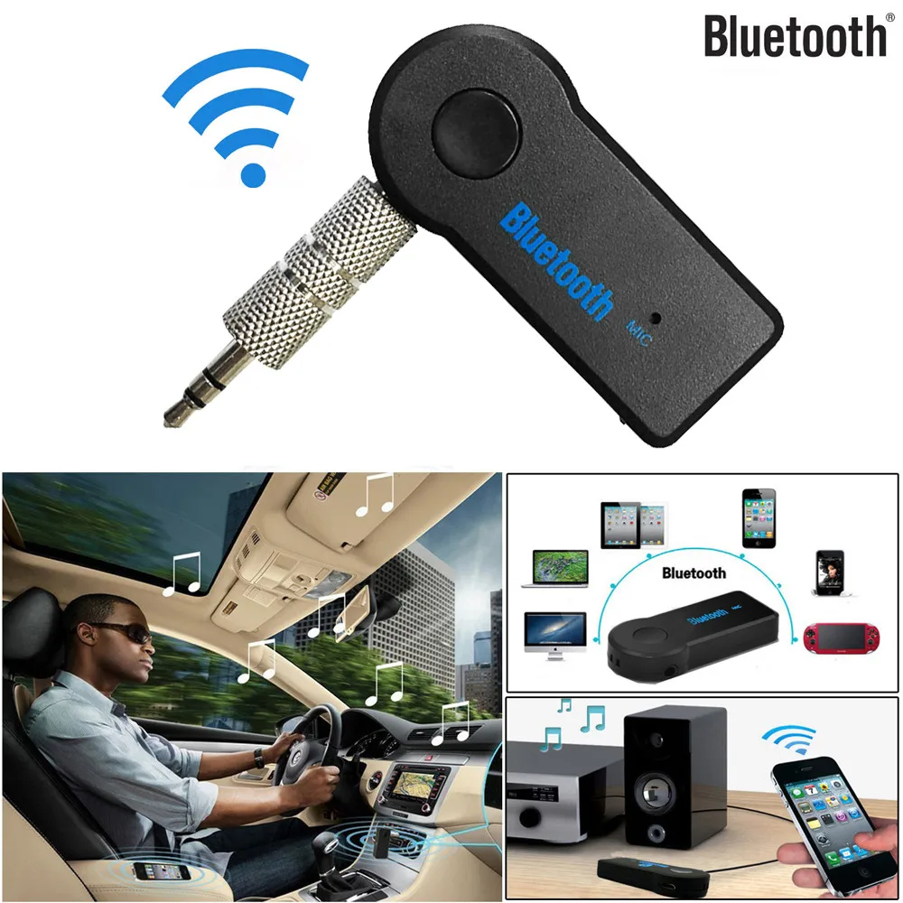 Wireless Bluetooth 3.5mm AUX Audio Stereo Music Home Car Receiver Adapter Mic 02 