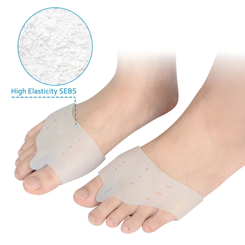 1 Pair Silicone Forefoot Pad Toe Separator For Bunion Overlapped Toes Correction Preventing Blisters Corn Calluses Foot Care