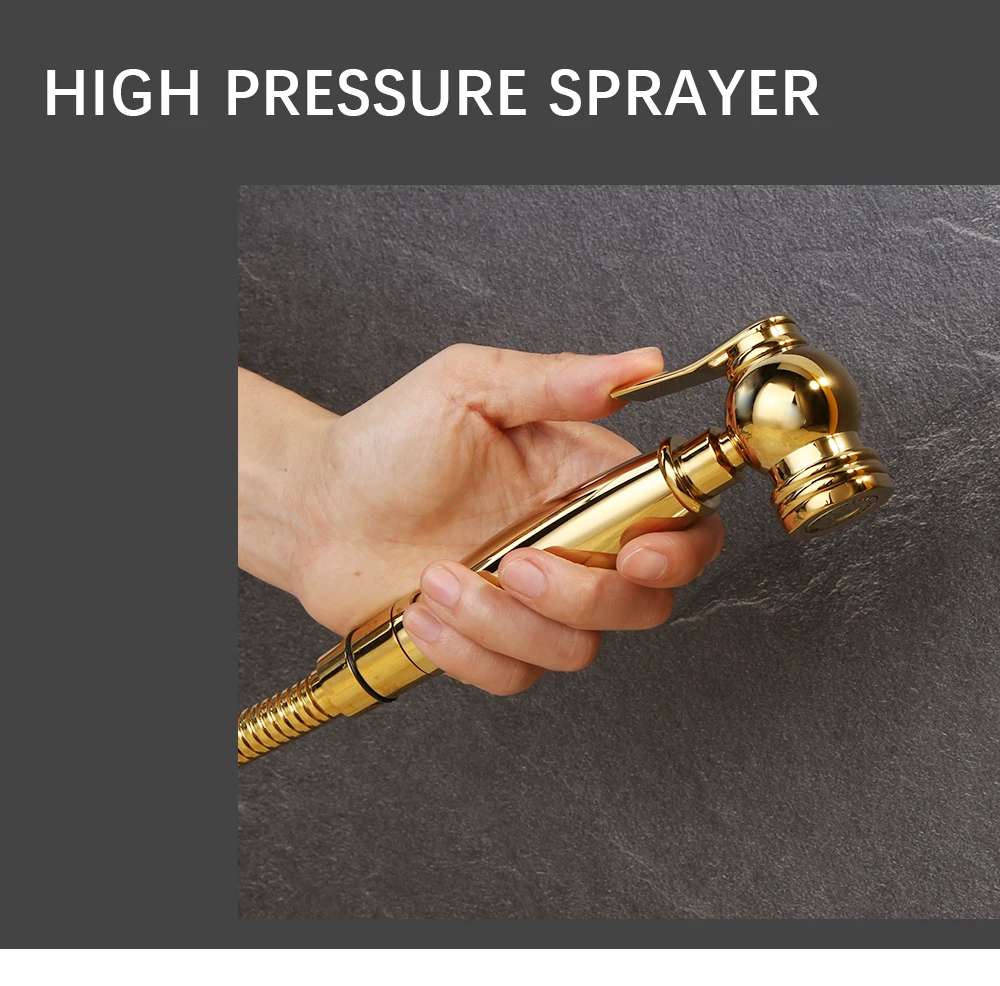 Description Picture 6 of itemShiny Titanium Gold Handheld Toilet Bidet Sprayer Solid Brasss Hot And Cold Luxury Douche Kit Shower Bidet Faucet AP2273